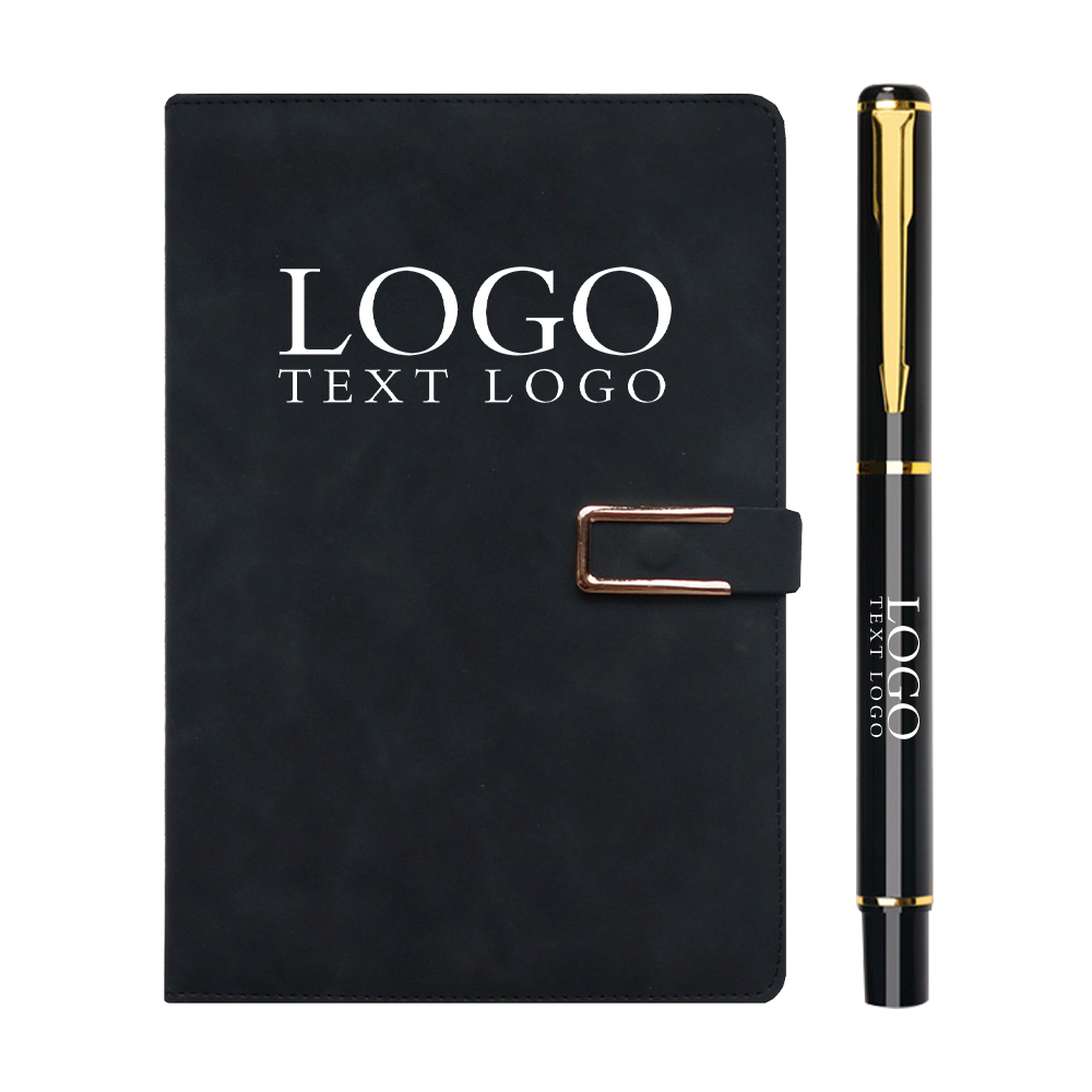 Skin Sensitive Leather Magnetic Buckle Notebook Black With Logo