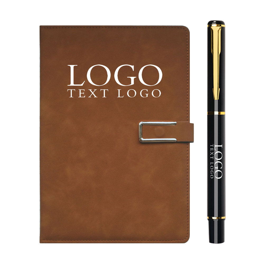 Skin Sensitive Leather Magnetic Buckle Notebook Brown with Logo
