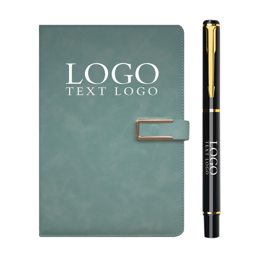 Skin Sensitive Leather Magnetic Buckle Notebook Green With Logo