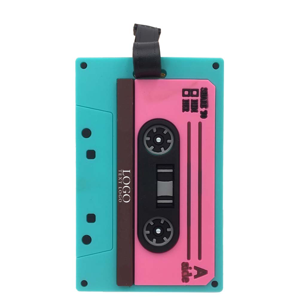 Blue and Pink PVC Soft Audio Tape Luggage Tags with Log