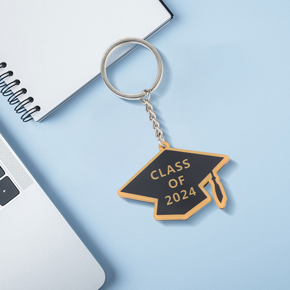 Custom Bachelor's Cap Acrylic Keychain Scene