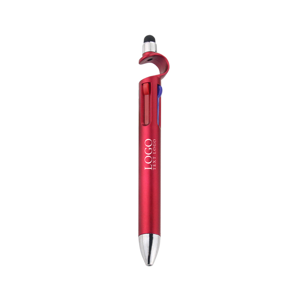 Customizable Multi-color Touch Stand Ballpoint Pen with logo-red