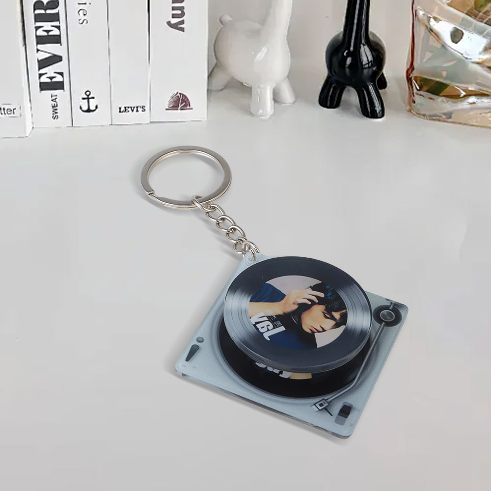 Magnetic NFC Acrylic Record Player Keychain Scene