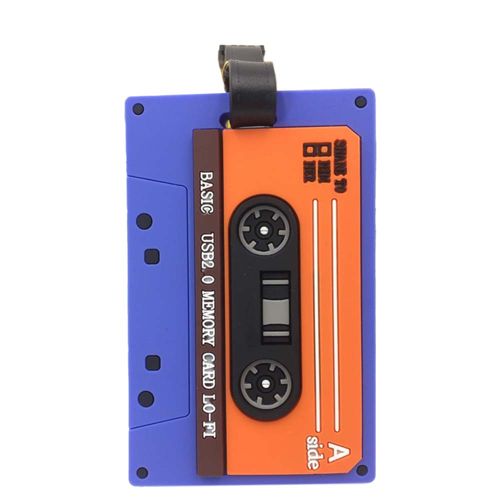 Purple and Orange PVC Soft Audio Tape Luggage Tags Text