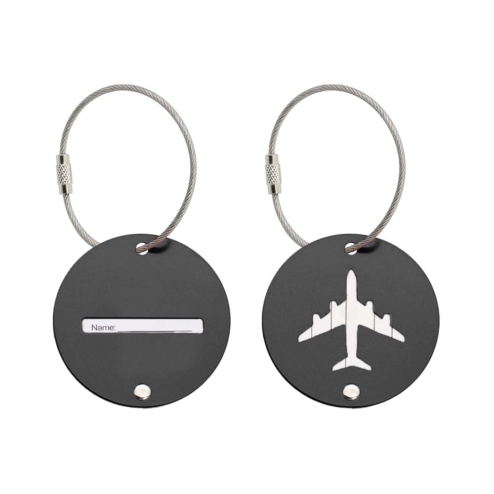 Aircraft Aluminum Alloy Luggage Tags Black Both Sides