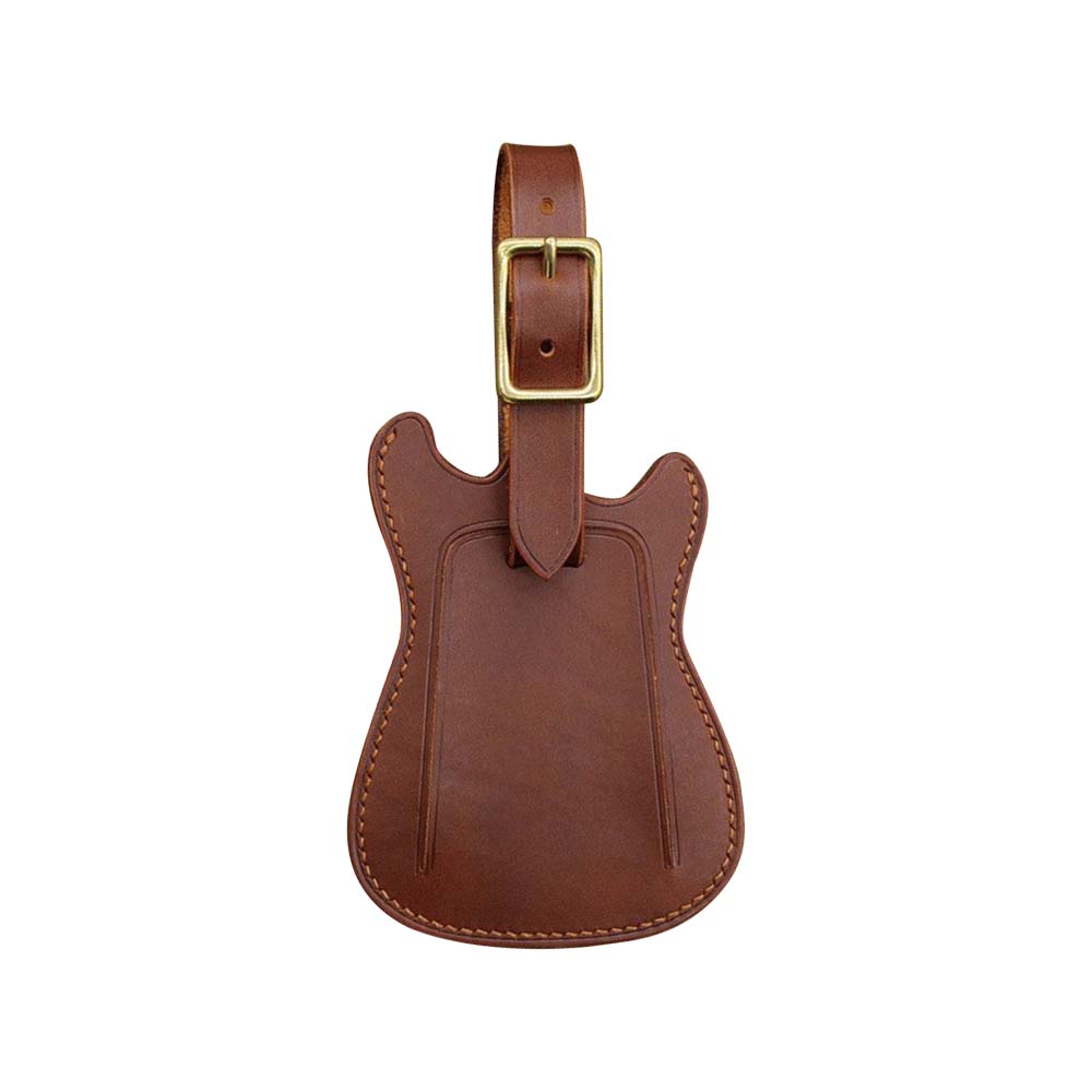 Genuine Leather Guitar Luggage Tags Brown Genuine Leather Guitar Luggage Tags Brown