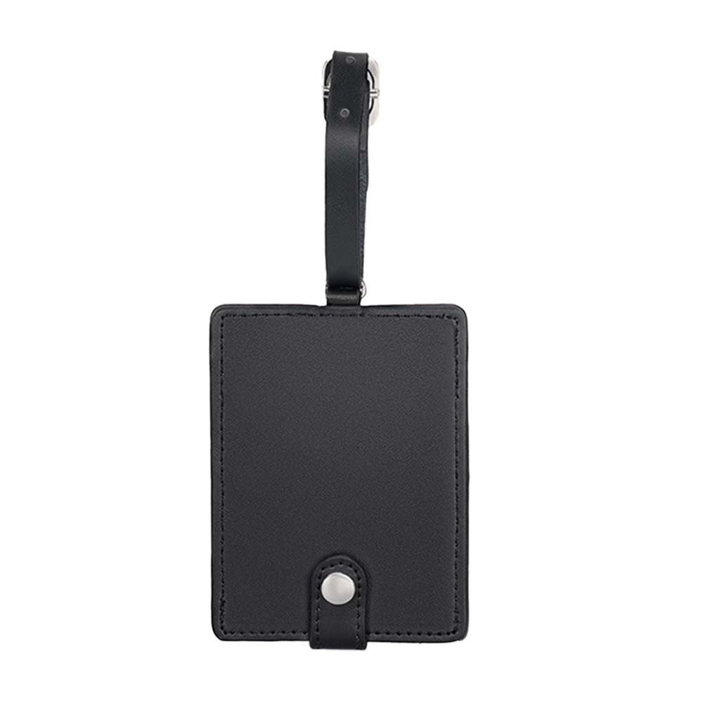 Black Double Genuine Leather Luggage Tags Back Black Double Genuine Leather Luggage Tags Back