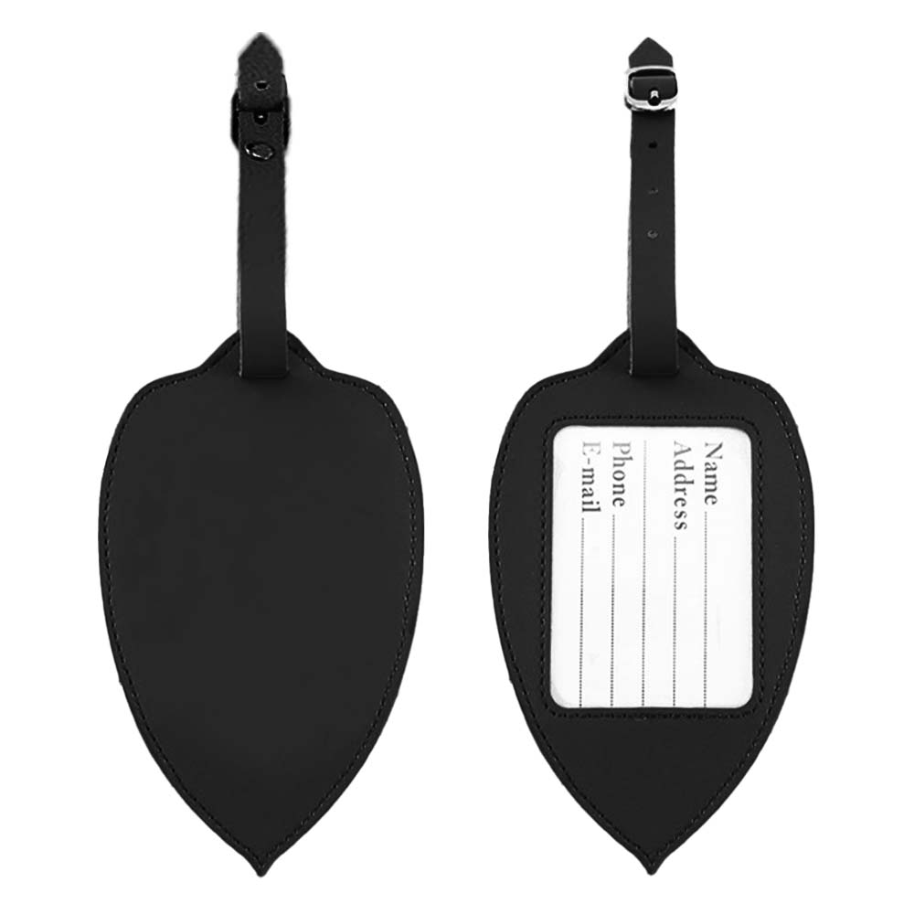 Black Pingan Leaf Waterproof Luggage Tags Front and Back