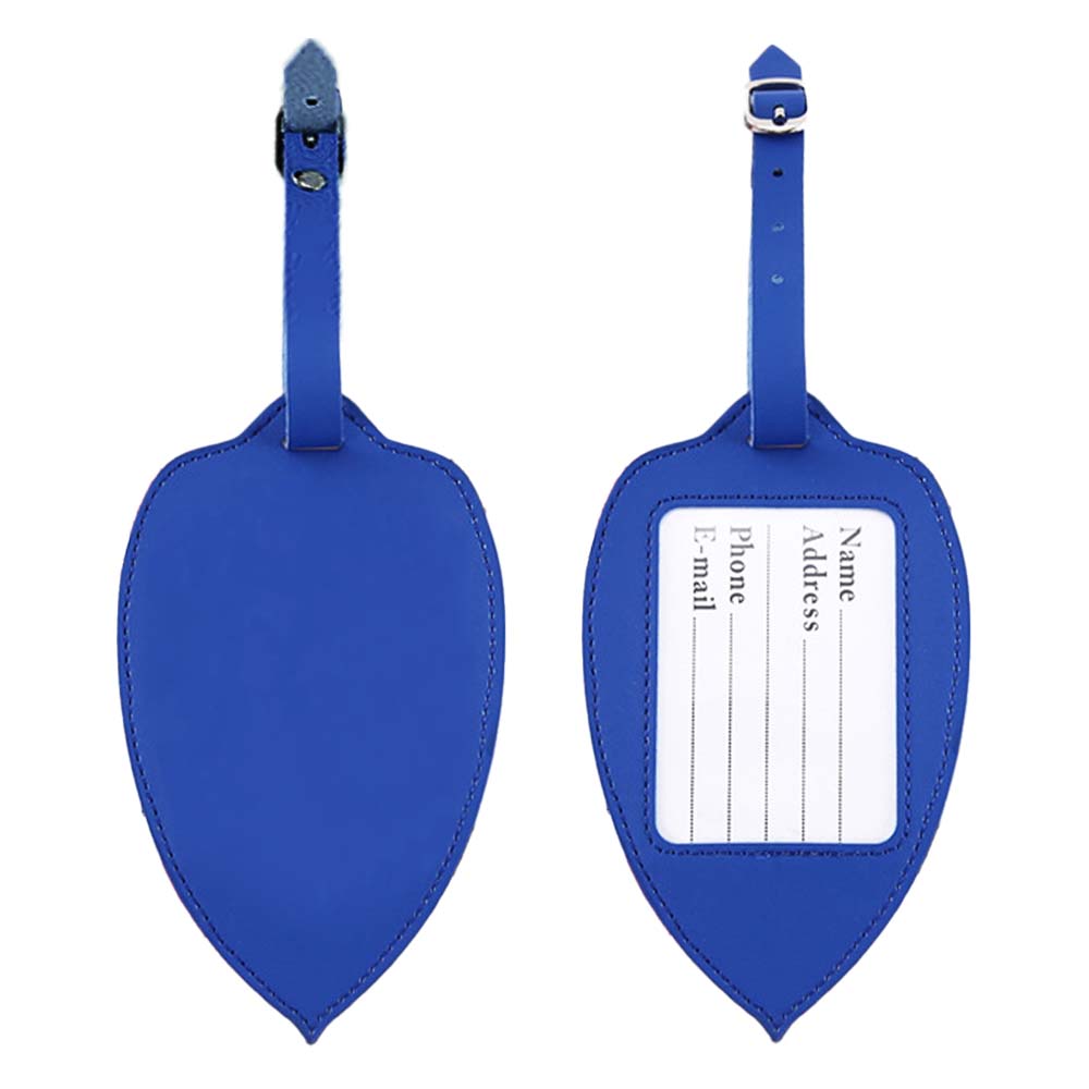 Blue Pingan Leaf Waterproof Luggage Tags Front and Back