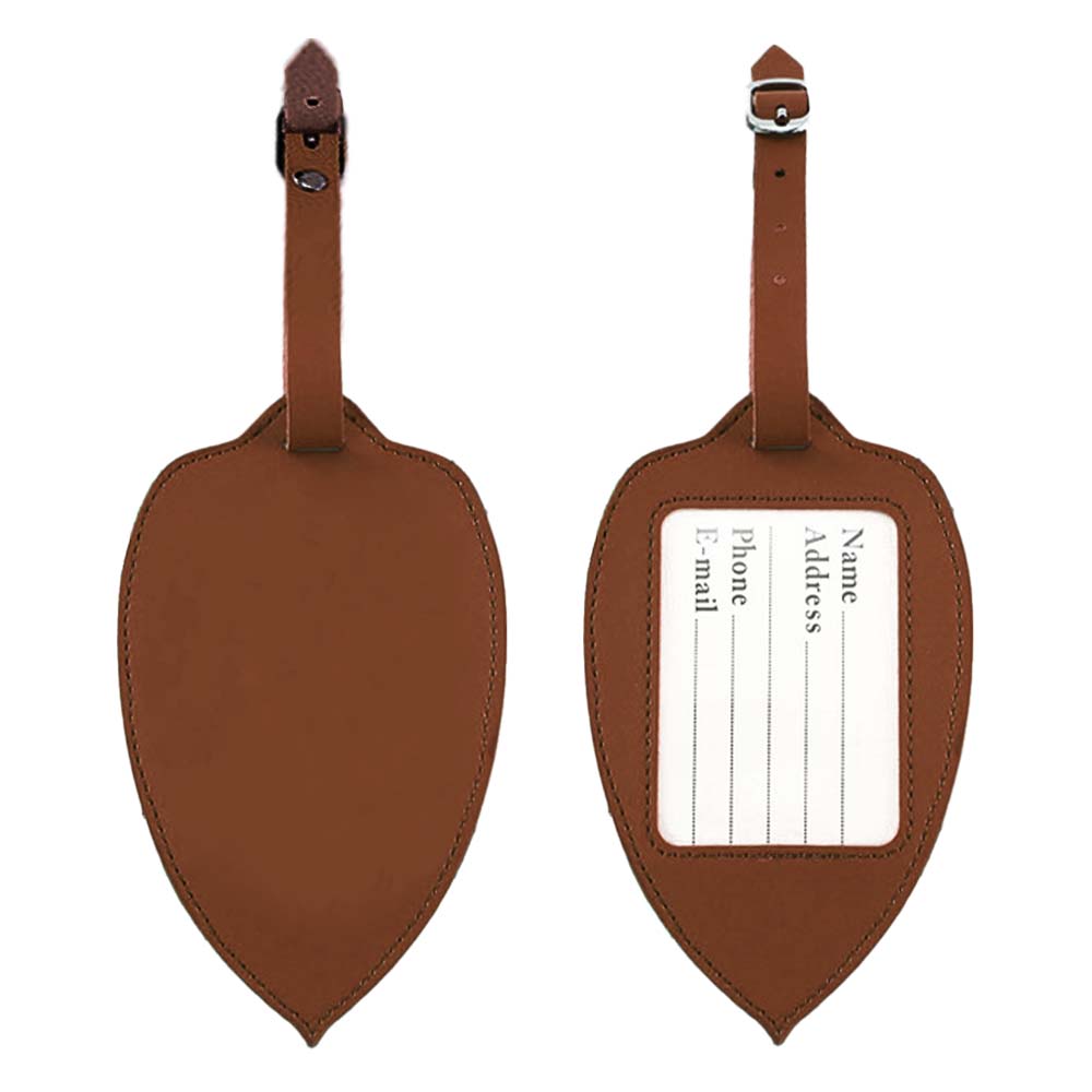 Brown Pingan Leaf Waterproof Luggage Tags Front and Back