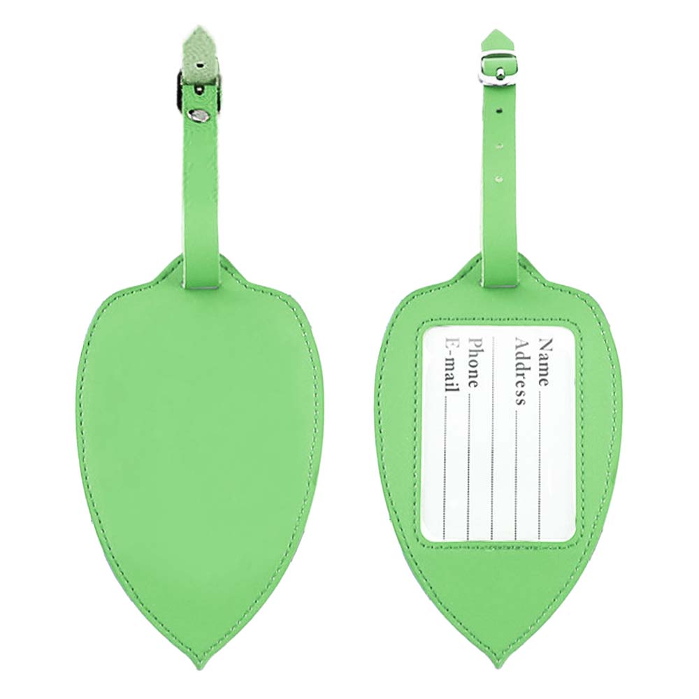 Green Pingan Leaf Waterproof Luggage Tags Front and Back