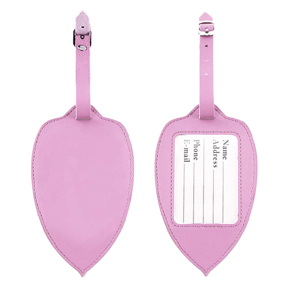Pink Pingan Leaf Waterproof Luggage Tags Front and Back