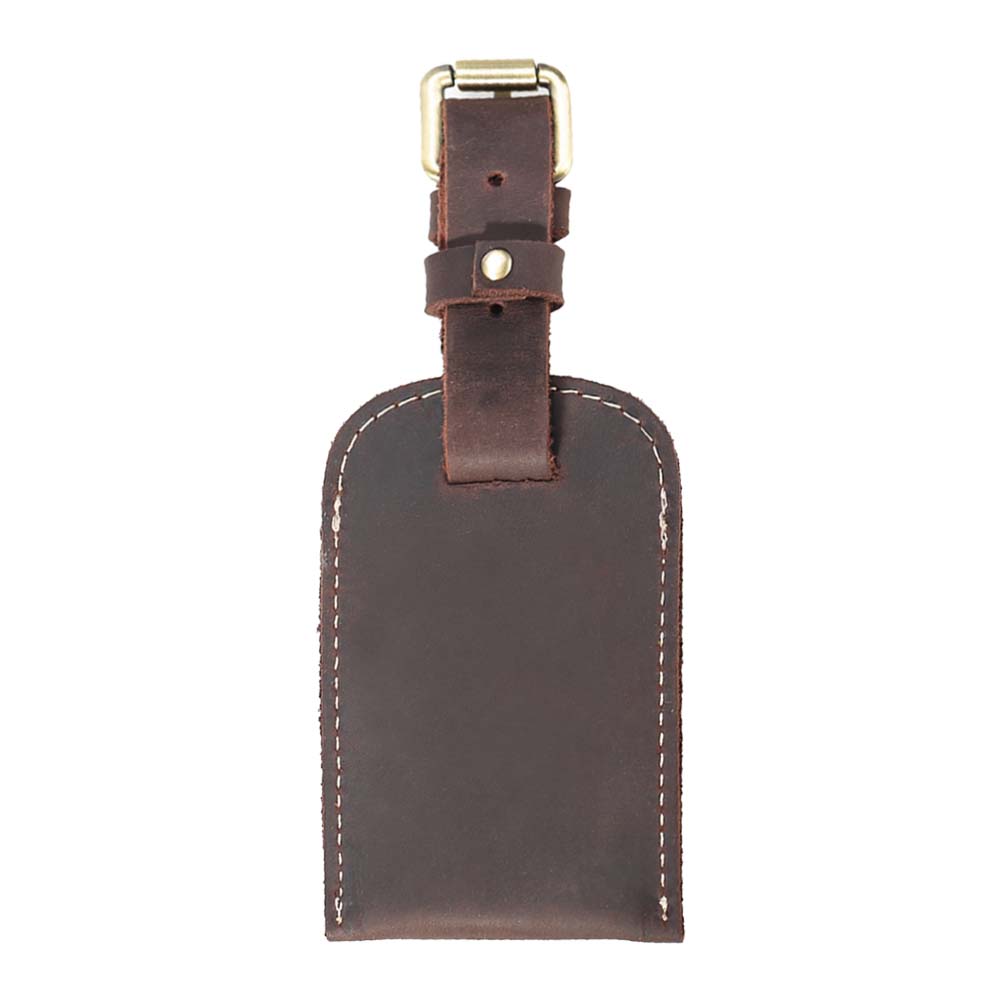 Vintage Crazy Horse Leather Luggage Tag Back