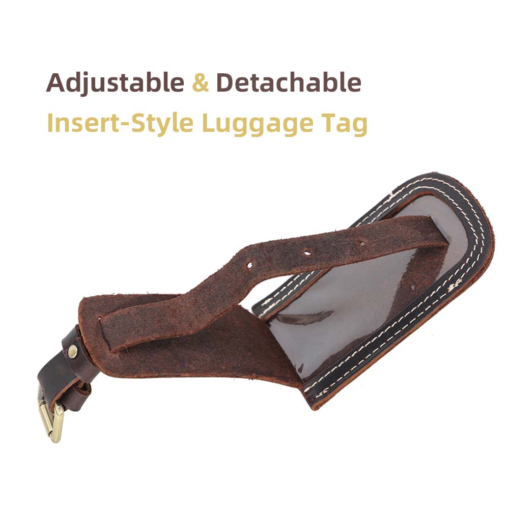 Vintage Crazy Horse Leather Luggage Tag Detail