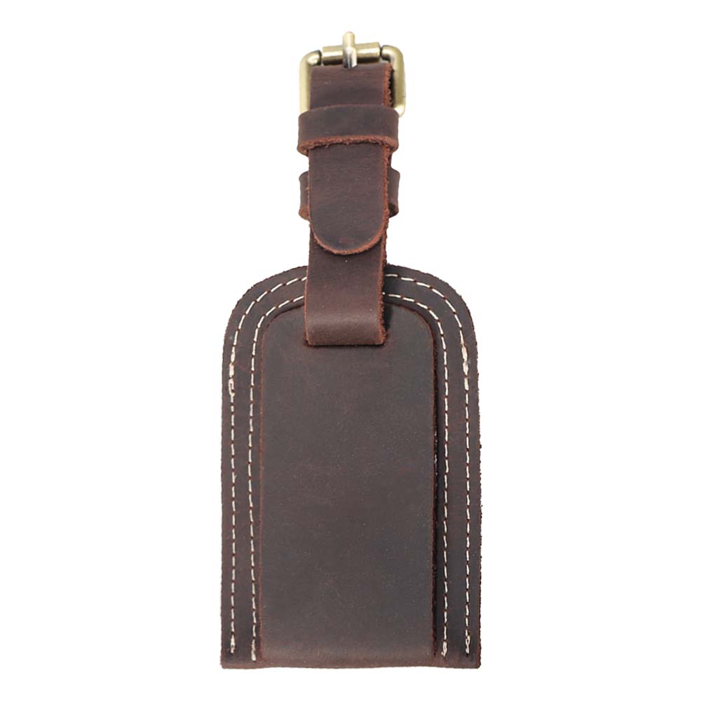 Vintage Crazy Horse Leather Luggage Tag Brown Vintage Crazy Horse Leather Luggage Tag Brown