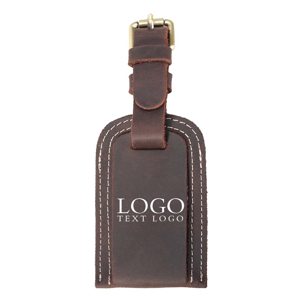 Vintage Crazy Horse Leather Luggage Tag with Logo