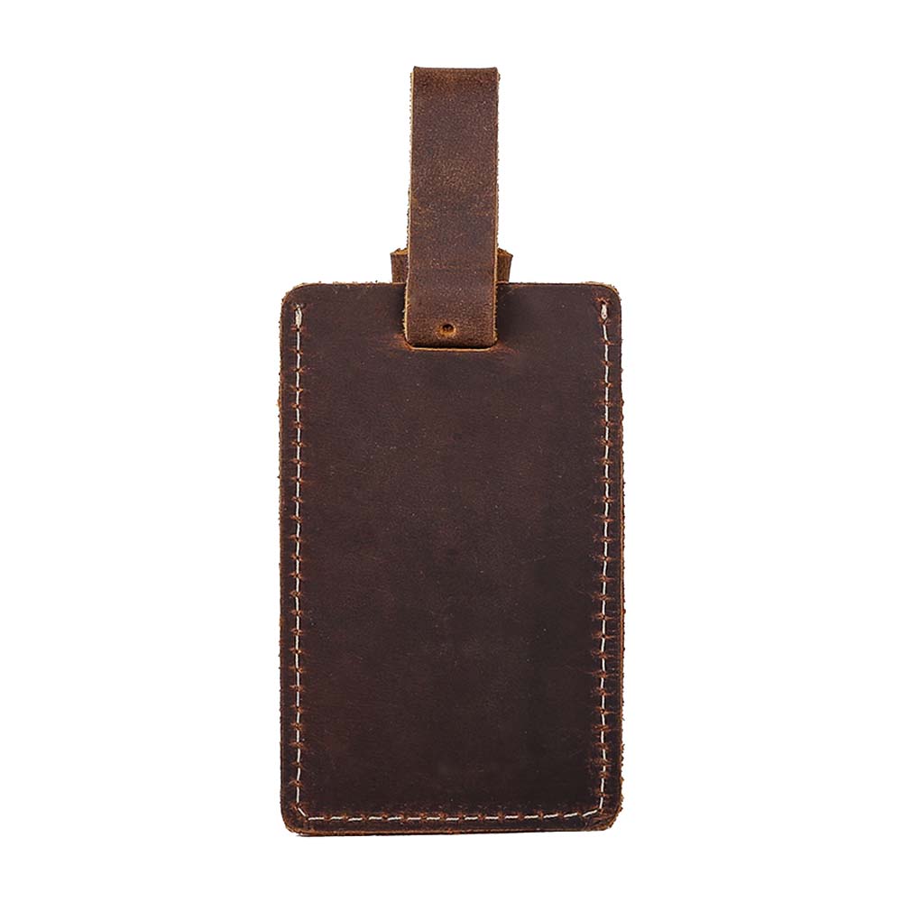 Vintage Premium Echt Lederen Bagagelabel Achterkant Vintage Premium Echt Lederen Bagagelabel Achterkant
