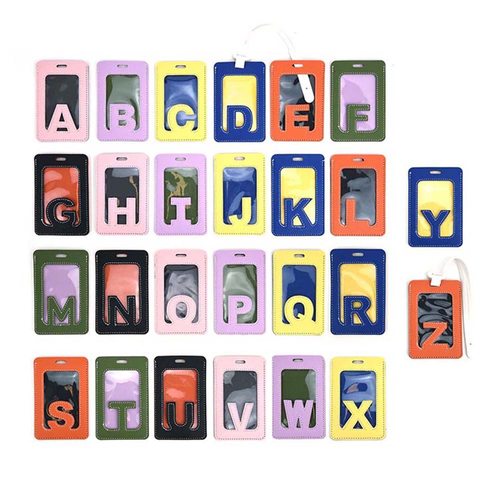 Alphabet Colorblock Leather Luggage Tag