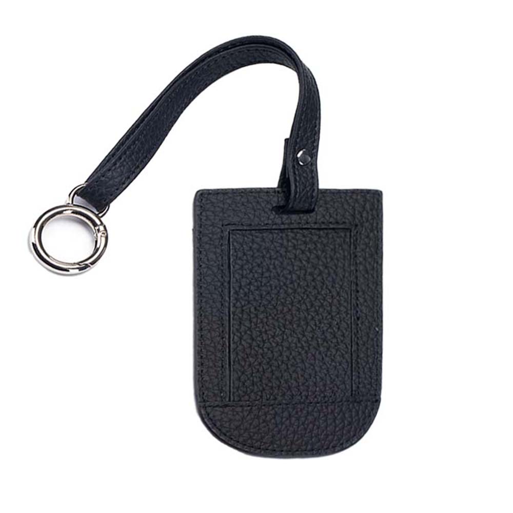 Genuine Leather Travel Tag with Flip Cover Black Genuine Leather Travel Tag with Flip Cover Black