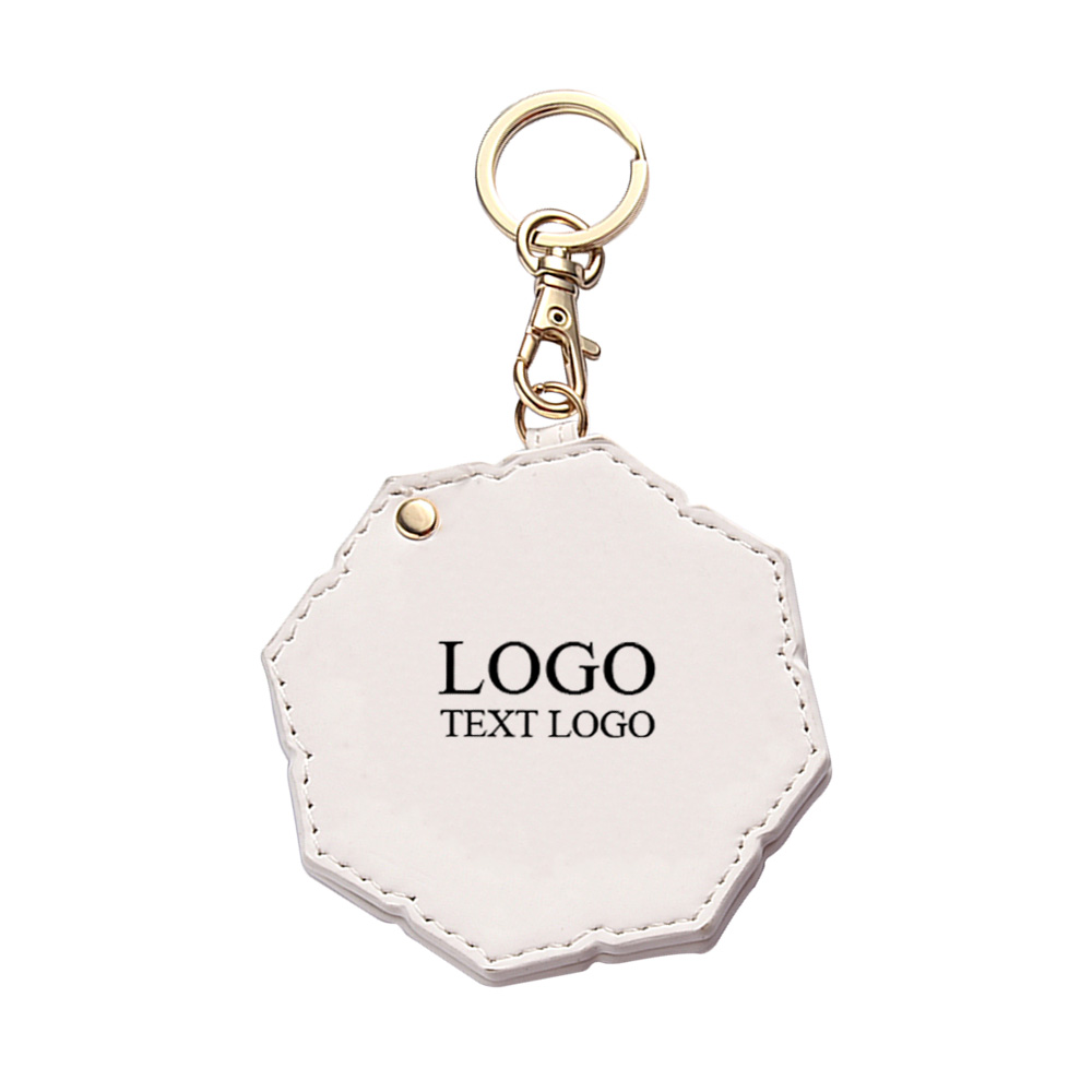 Customized PU Pocket Mirror Keychain With Logo