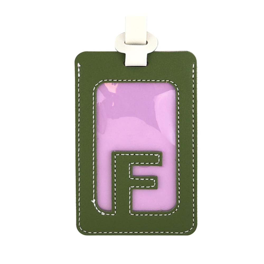 Alphabet Colorblock Leather Luggage Tag F Alphabet Colorblock Leather Luggage Tag F