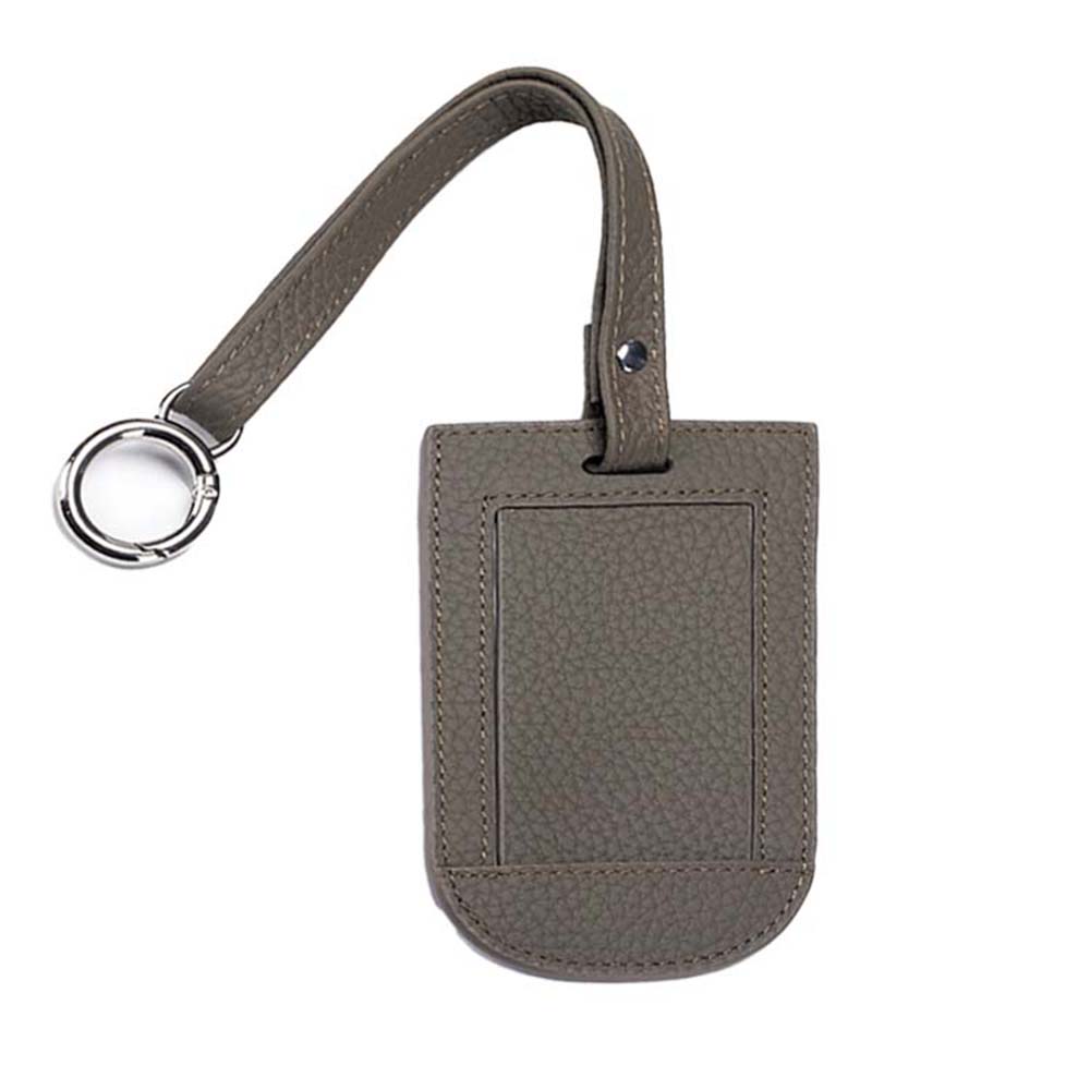 Genuine Leather Travel Tag with Flip Cover Gray Genuine Leather Travel Tag with Flip Cover Gray
