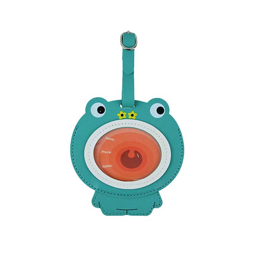 Cute Cartoon Animal PU Leather Luggage Tag green