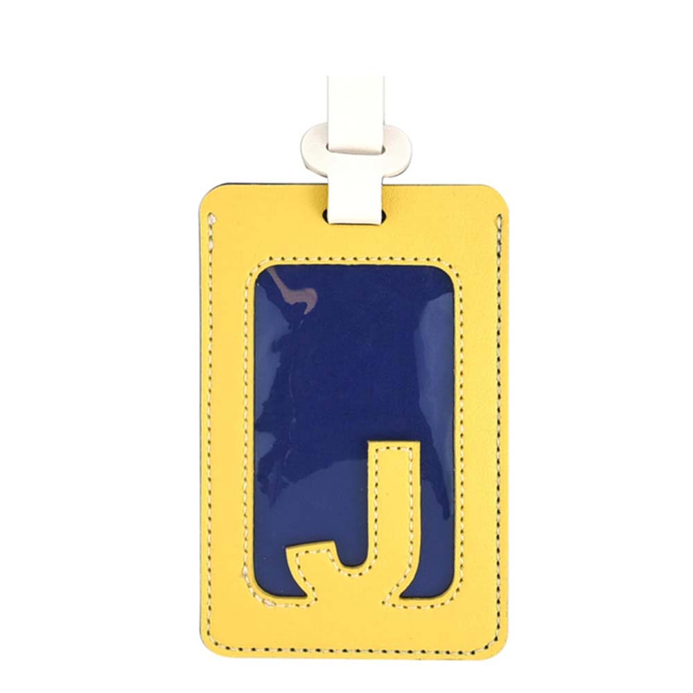 Alphabet Colorblock Leather Luggage Tag J Alphabet Colorblock Leather Luggage Tag J