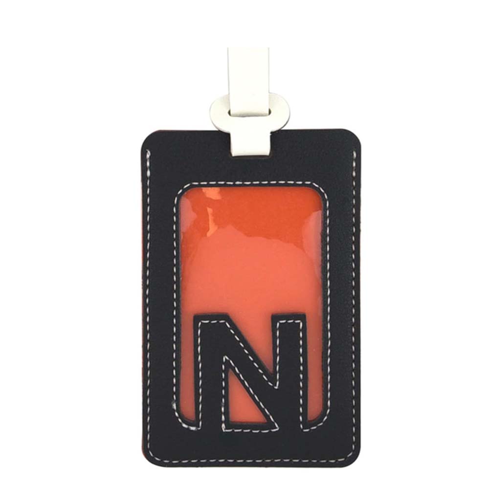 Alphabet Colorblock Leather Luggage Tag N Alphabet Colorblock Leather Luggage Tag N