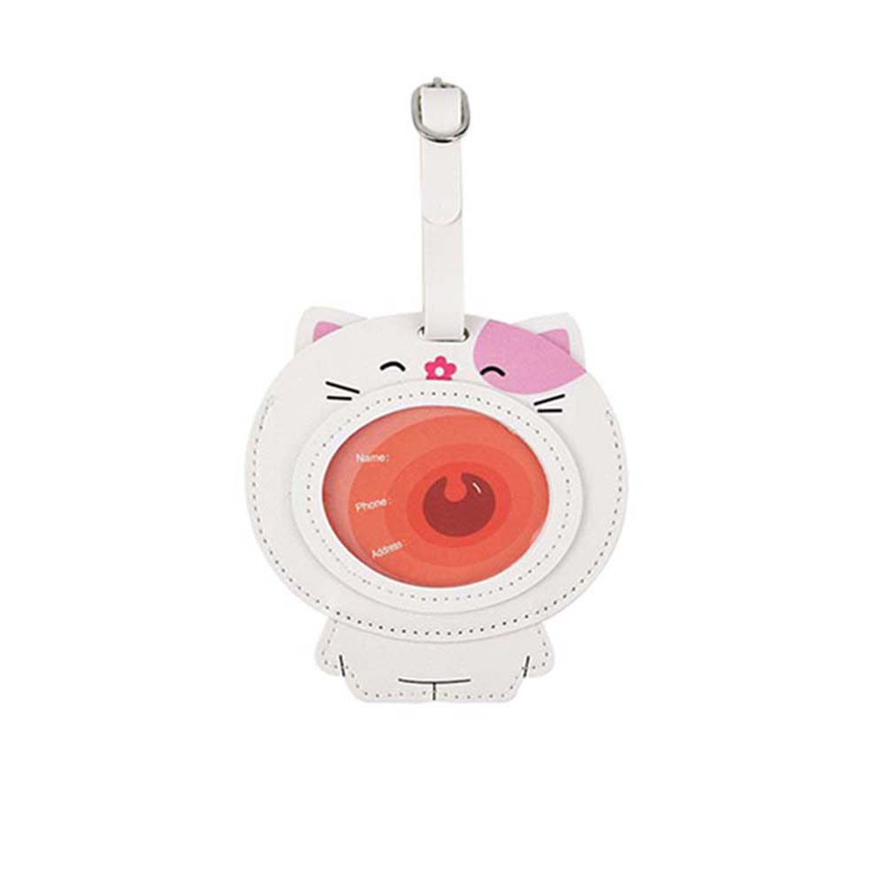 Cute Cartoon Animal PU Leather Luggage Tag white