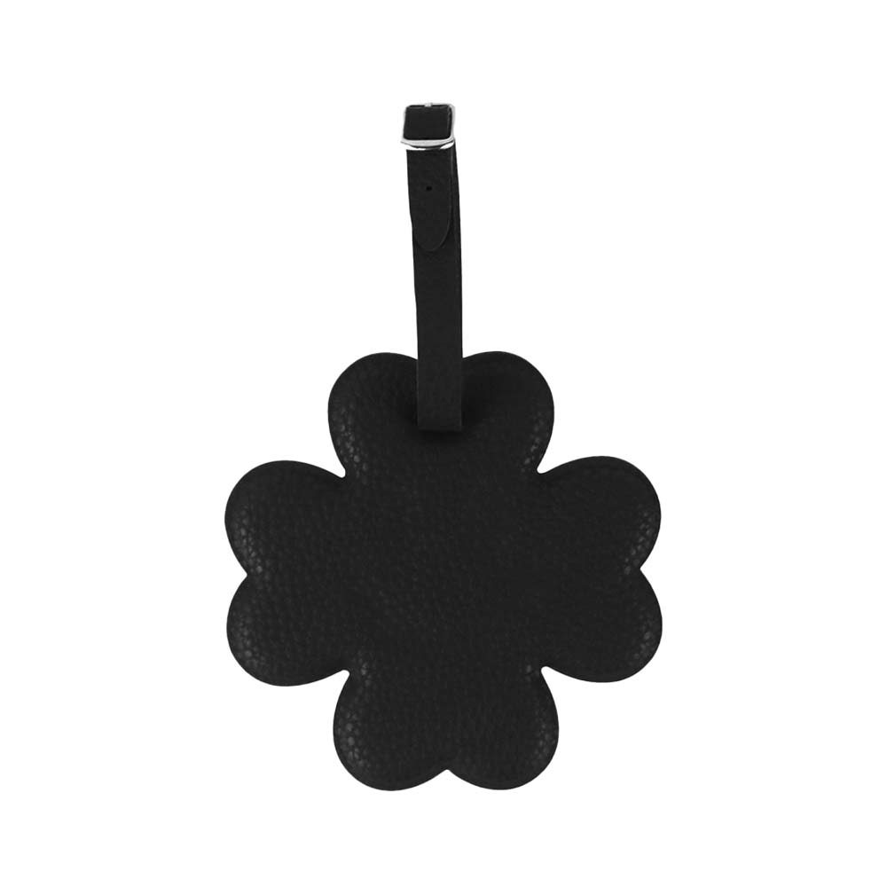 Clover Shaped PU Luggage Tag black Clover Shaped PU Luggage Tag black