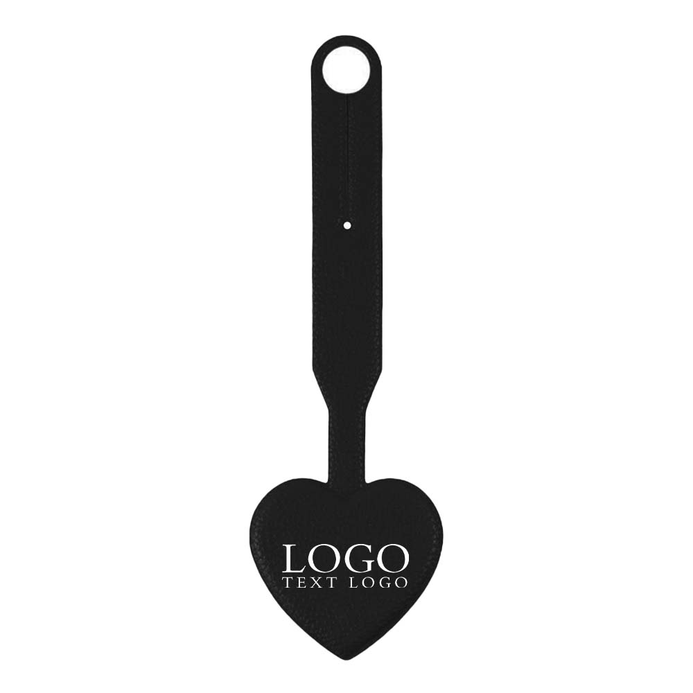 Black Heart-shaped Smiley Luggage Tag with Long Strap with Logo