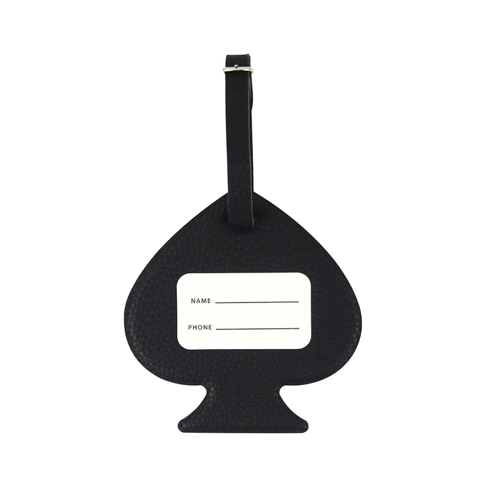 Black Peach Smiley Face Luggage Tag Back