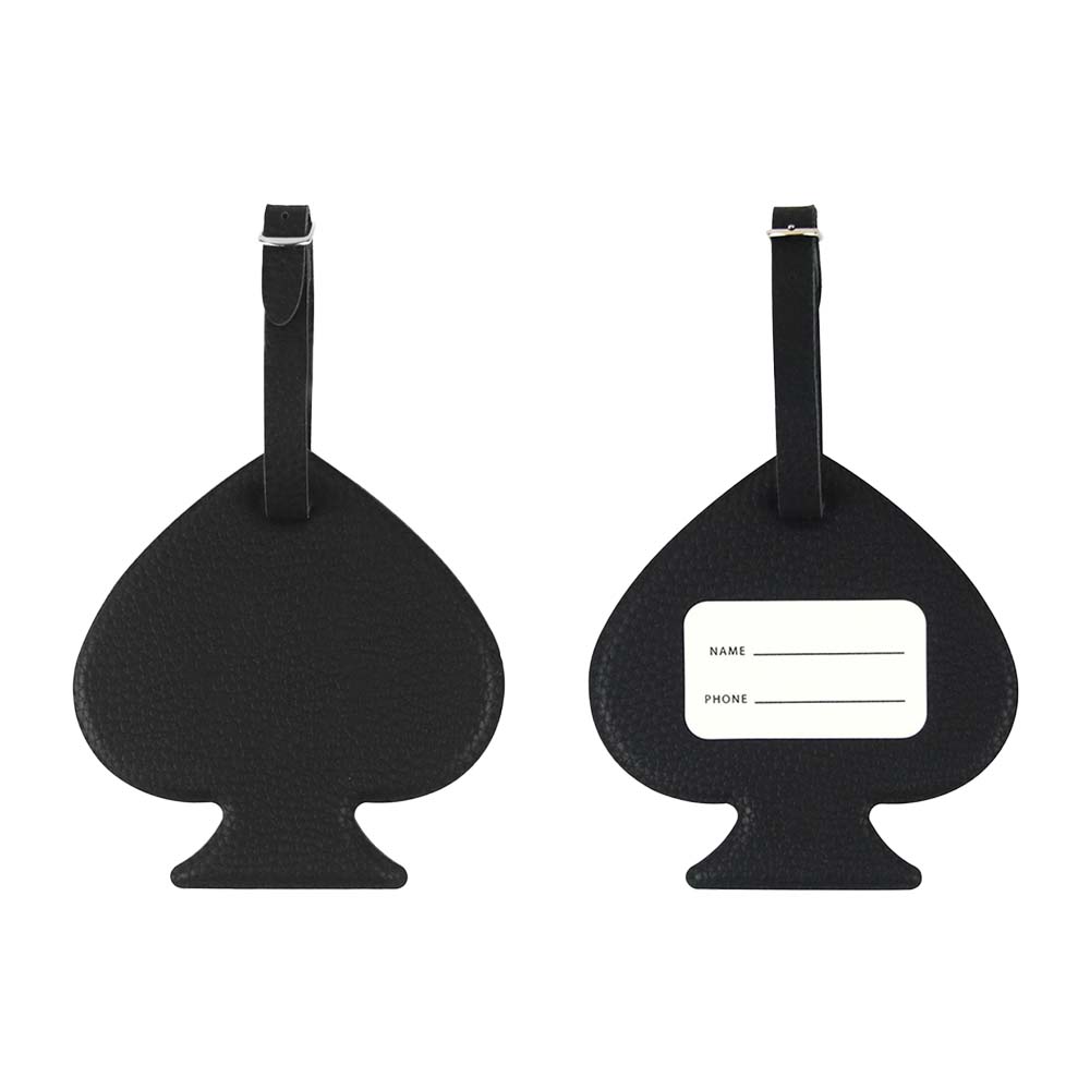 Black Peach Smiley Face Luggage Tag Front and Back