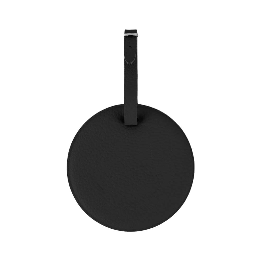 Round PU Travel Bag Tag Black Round PU Travel Bag Tag Black