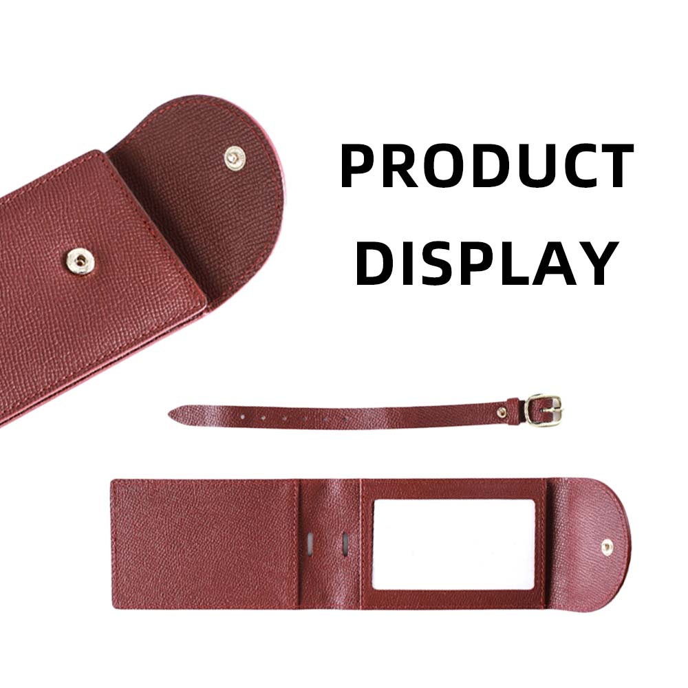 Custom Genuine Leather Luggage Tag with Microfiber Lining Details