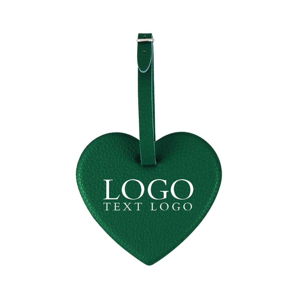 Groene hartvormige smiley-bagagelabel met logo Groene hartvormige smiley-bagagelabel met logo