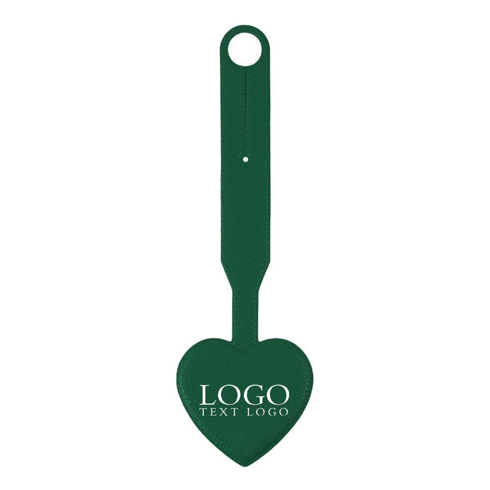 Green Heart-shaped Smiley Luggage Tag with Long Strap with Logo