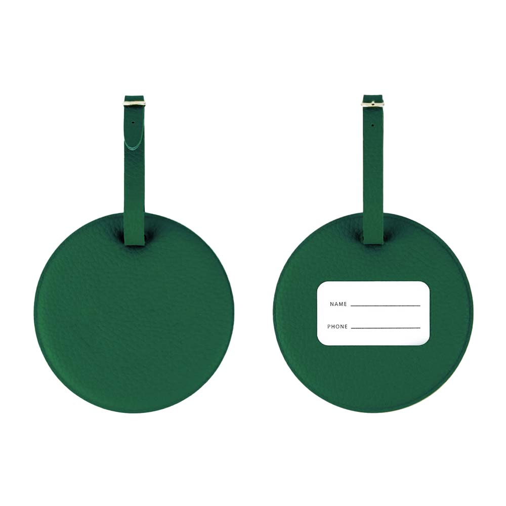 Groene ronde smiley-bagagelabel voor- en achterkant Groene ronde smiley-bagagelabel voor- en achterkant