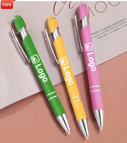 Metal Ballpoint Pen with Color Stylus Tip