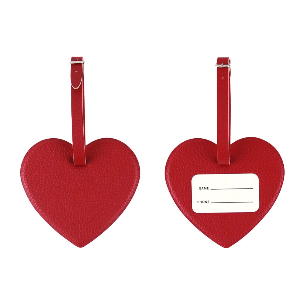 Rode hartvormige smiley-bagagelabel voor- en achterkant Rode hartvormige smiley-bagagelabel voor- en achterkant
