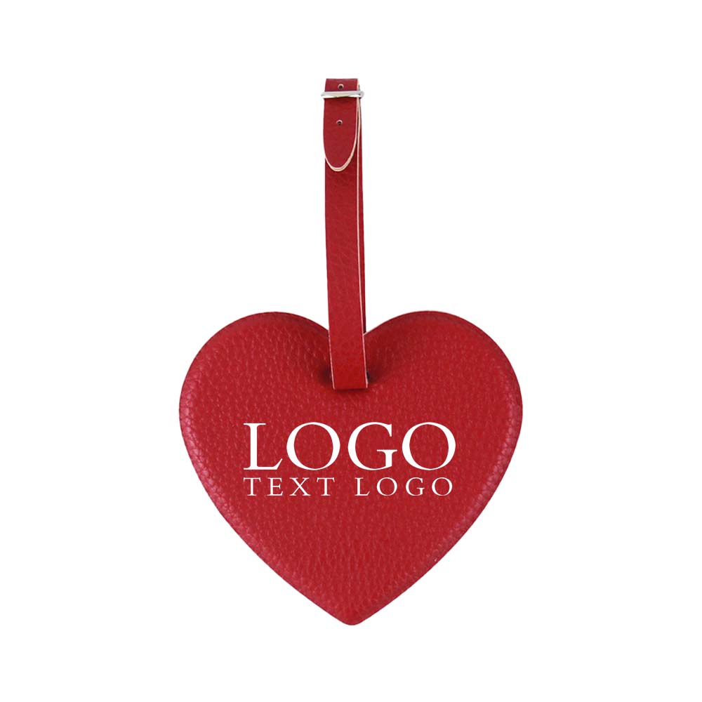 Rode hartvormige smiley-bagagelabel met logo Rode hartvormige smiley-bagagelabel met logo