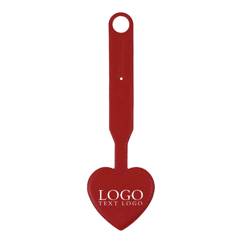 Red Heart-shaped Smiley Luggage Tag with Long Strap with Logo