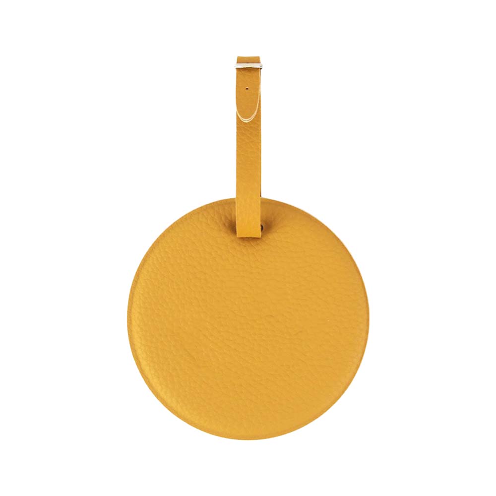 Round PU Travel Bag Tag Yellow Round PU Travel Bag Tag Yellow