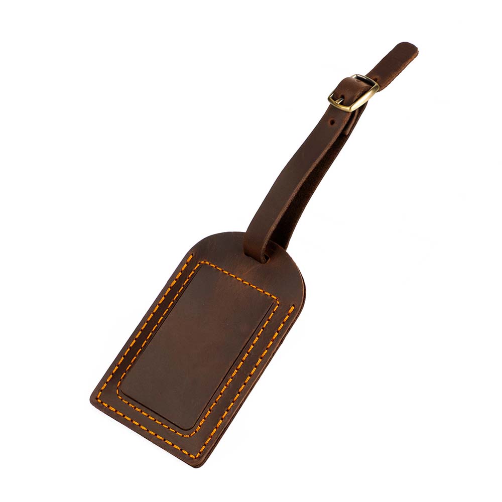Crazy Horse leren bagagelabel koffie Crazy Horse leren bagagelabel koffie