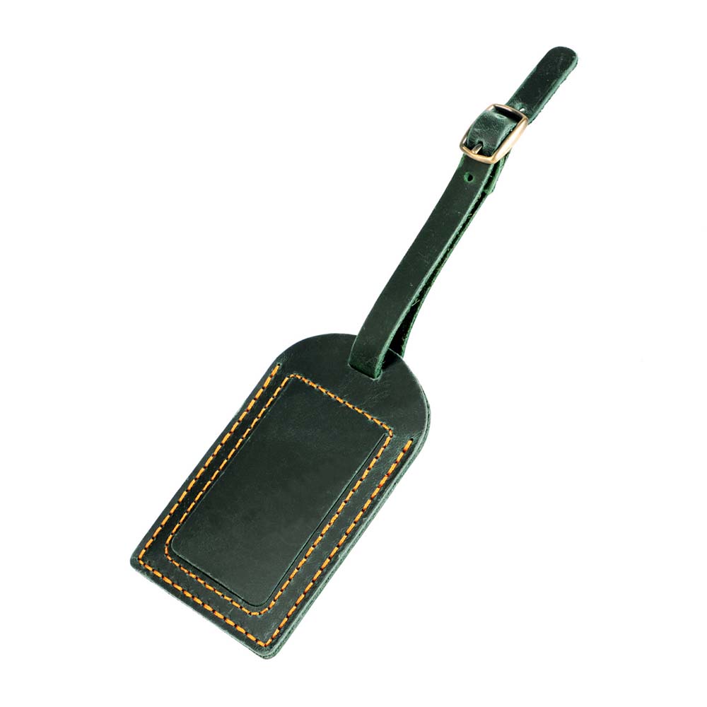 Crazy Horse leren bagagelabel groen Crazy Horse leren bagagelabel groen