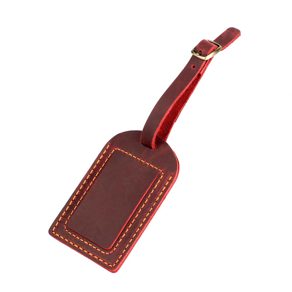 Crazy Horse leren bagagelabel rood Crazy Horse leren bagagelabel rood