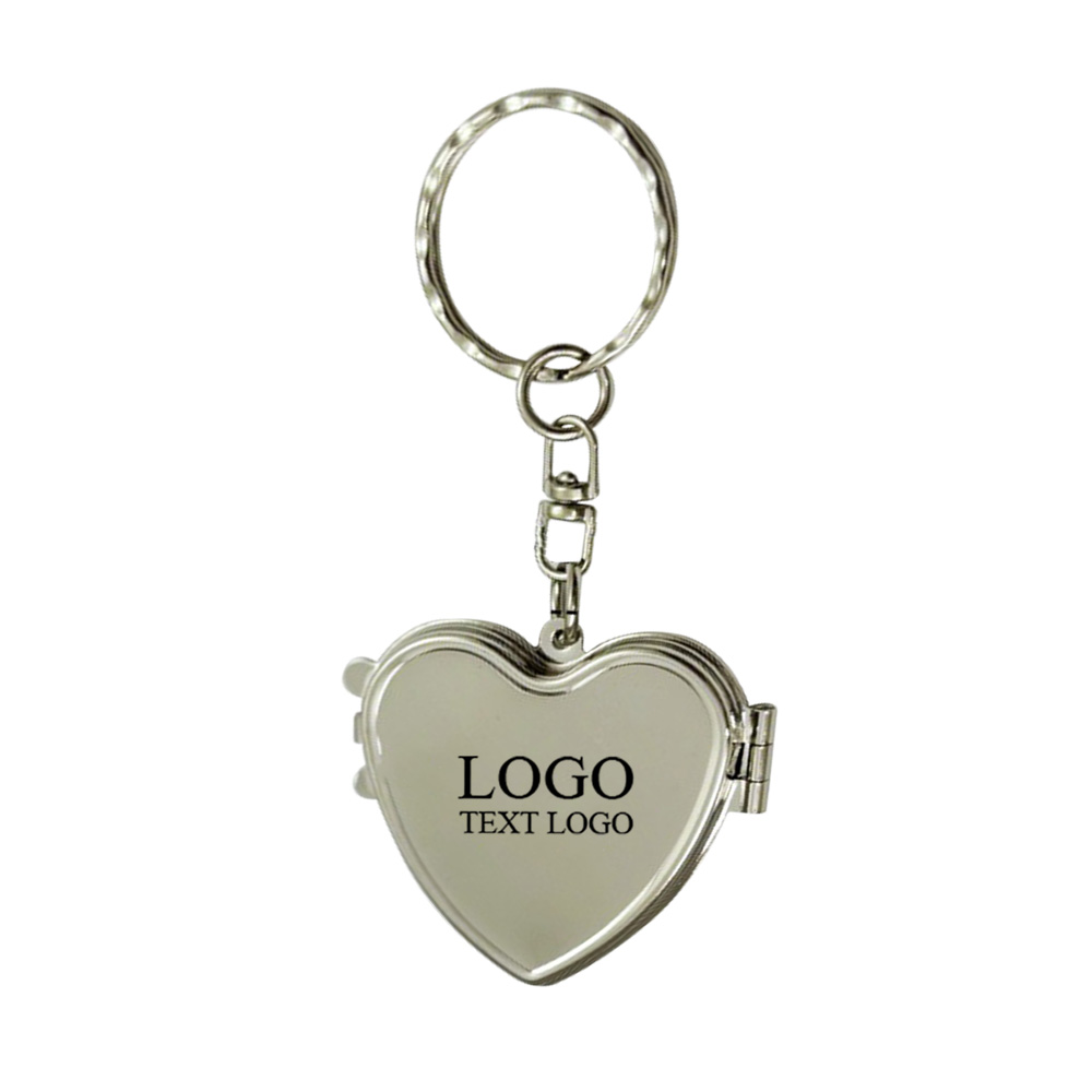 Custom Heart-Shaped Metal Mirror Keychain With Logo
