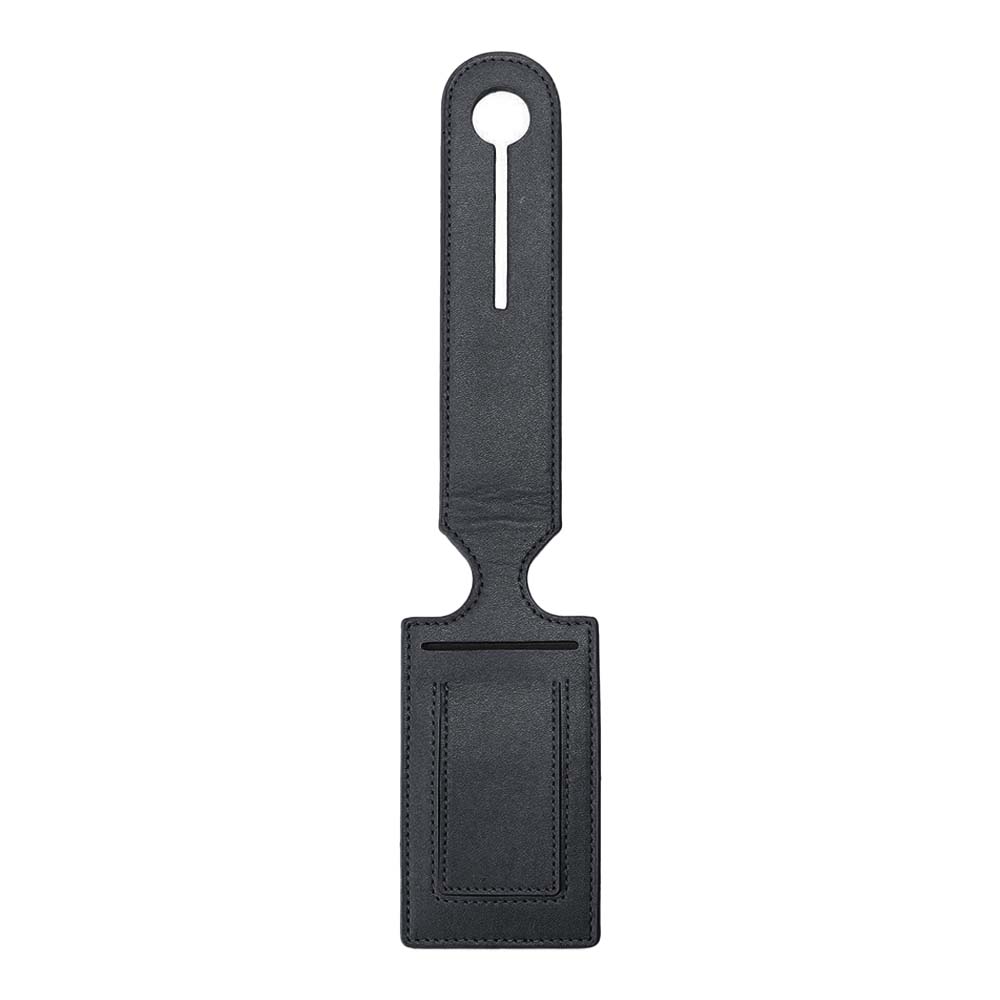 Logo Printable Flip PU Leather ID Tag with Strap Black Logo Printable Flip PU Leather ID Tag with Strap Black