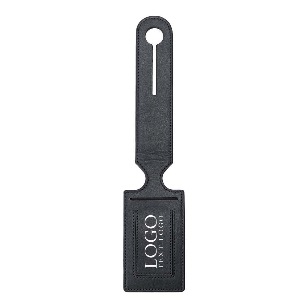 Zwarte logo bedrukbare PU leren ID-tag met logo